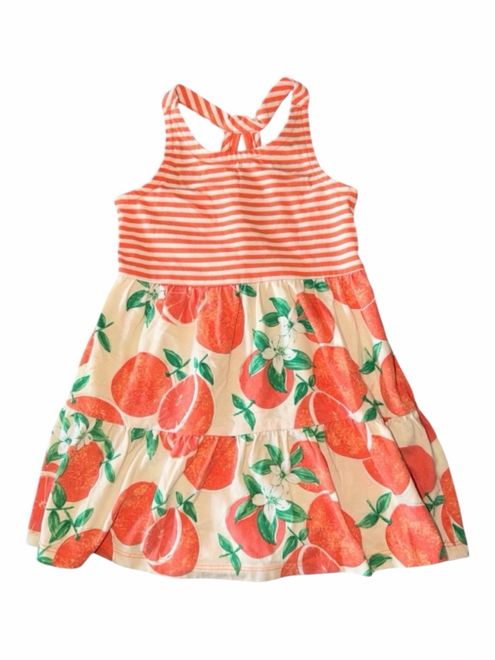 Wonder Nation Striped Racerback Orange Fruit Print Dress - 2T
